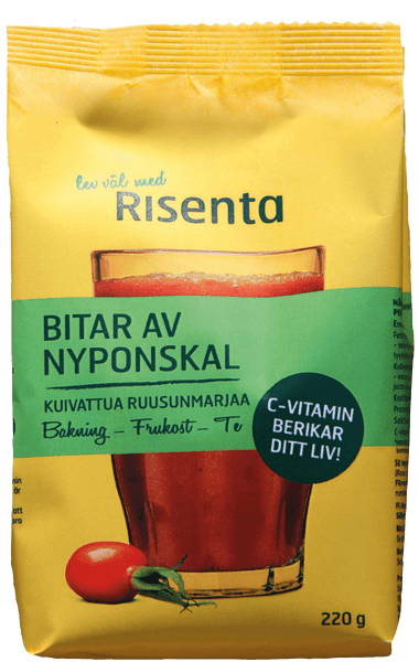 Påse med bitar av nyponskal från Risenta