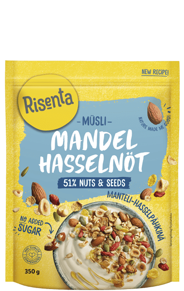 Påse med Müsli Mandel Hasselnöt från Risenta