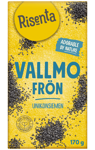 Förpackning med vallmofrön från Risenta