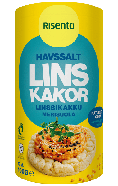 Förpackning med linskakor med halvssalt från Risenta
